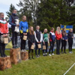 Ultralång-SM topp10 i D18. Från vänster: tvåan Izabella Ljungberg OK Tyr, segrare Freja Hjerne Tumba-Mälarhöjden, trean Alva Olsson Åmåls OK, Lova Jönsson Kalmar OK, Filippa Hjerne Tumba-Mälarhöjden OK, Tilda Sundkvist Västerviks OK, Ella Laine OK Tisaren, Nike Rinaldo Västerås SOK, Liv Pauler Skogslöparna, Hilda Mårsell Tumba-Mälarhöjden OK.